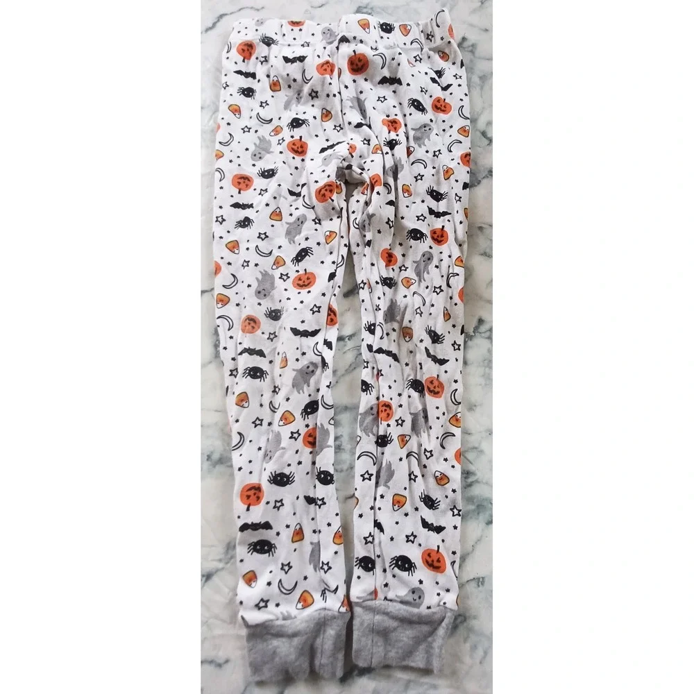 The Children's Place Pajama Pants Kids Size 5 White Halloween Pumpkin Ghost Bat